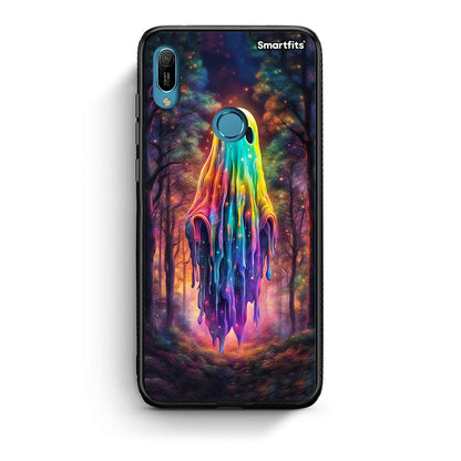 Huawei Y6 2019 Halloween Ghost θήκη από τη Smartfits με σχέδιο στο πίσω μέρος και μαύρο περίβλημα | Smartphone case with colorful back and black bezels by Smartfits