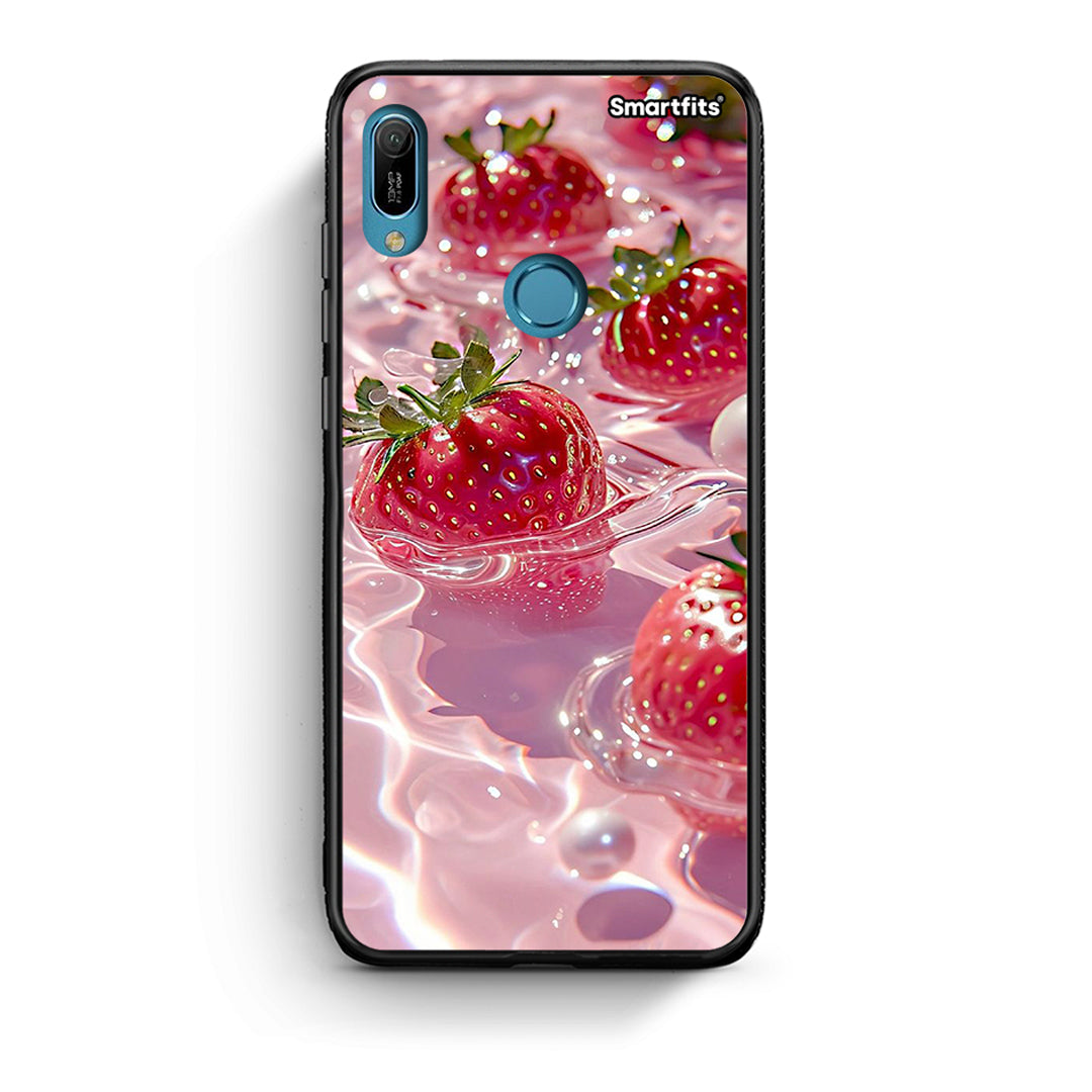 Huawei Y6 2019 Juicy Strawberries θήκη από τη Smartfits με σχέδιο στο πίσω μέρος και μαύρο περίβλημα | Smartphone case with colorful back and black bezels by Smartfits