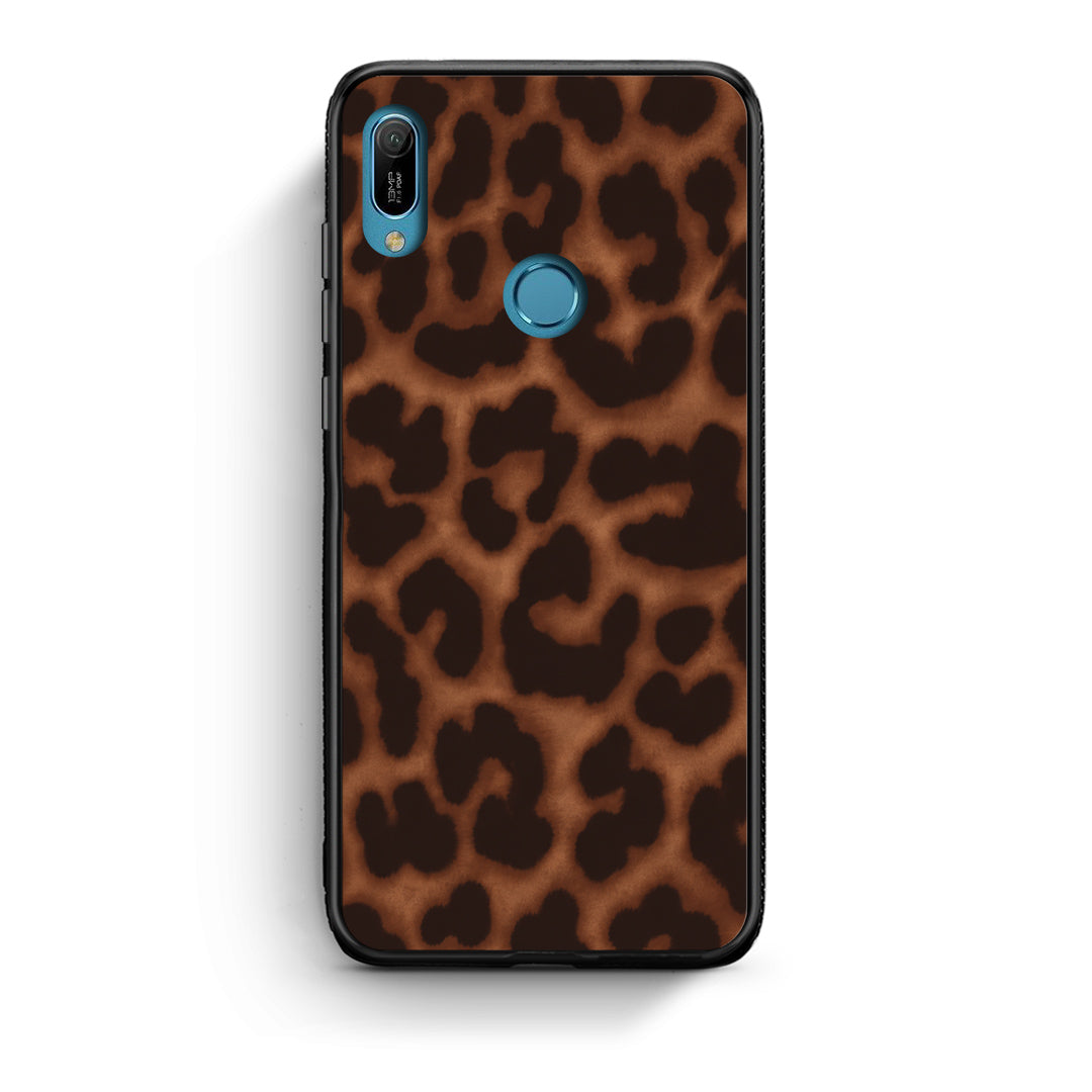 Θήκη Huawei Y6 2019 Leopard Print Dark Brown από τη Smartfits με σχέδιο στο πίσω μέρος και μαύρο περίβλημα | Huawei Y6 2019 Leopard Print Dark Brown case with colorful back and black bezels