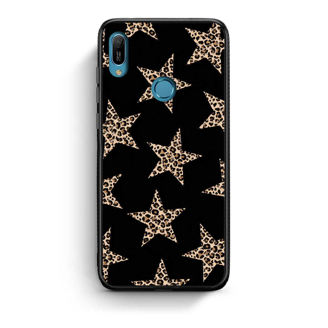 Θήκη Huawei Y6 2019 Leopard Stars on Black από τη Smartfits με σχέδιο στο πίσω μέρος και μαύρο περίβλημα | Huawei Y6 2019 Leopard Stars on Black case with colorful back and black bezels