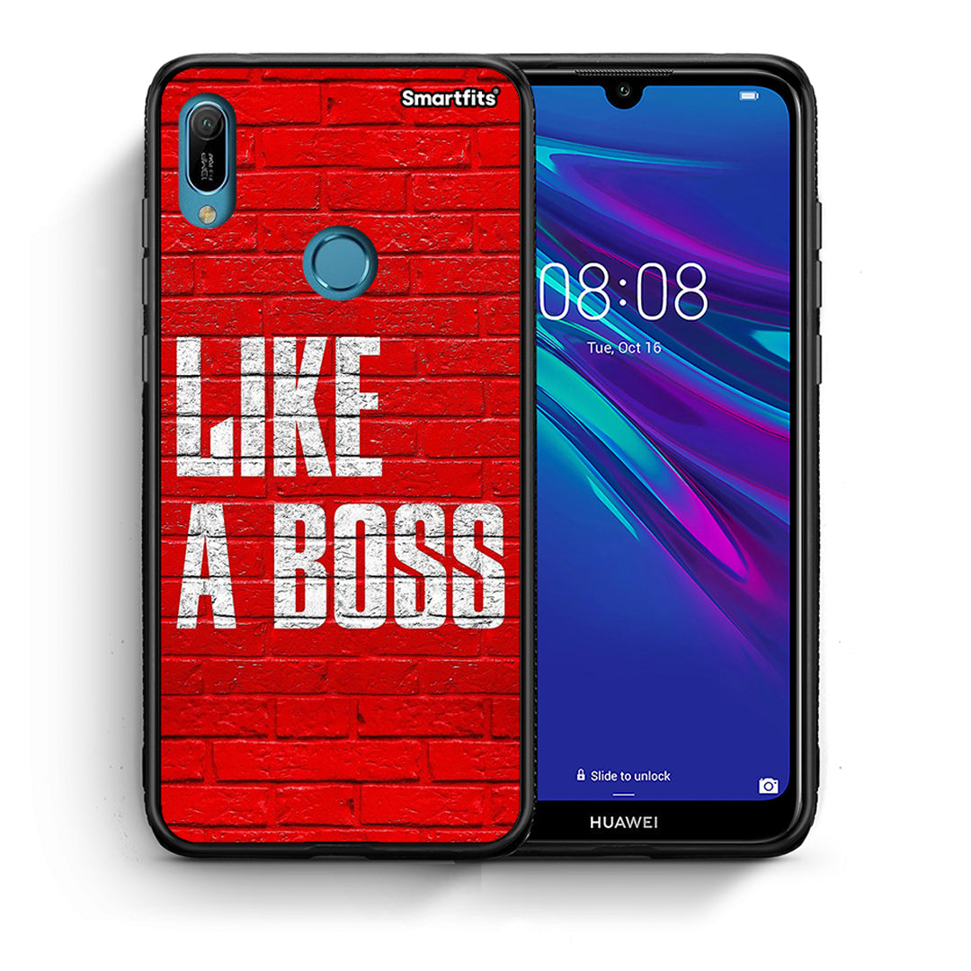 Θήκη Huawei Y6 2019 Like A Boss από τη Smartfits με σχέδιο στο πίσω μέρος και μαύρο περίβλημα | Huawei Y6 2019 Like A Boss case with colorful back and black bezels