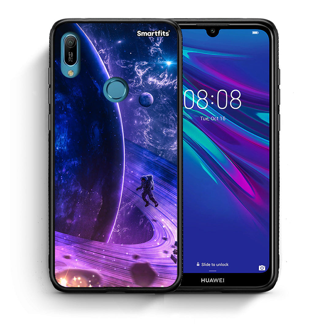 Θήκη Huawei Y6 2019 Lost Astronaut από τη Smartfits με σχέδιο στο πίσω μέρος και μαύρο περίβλημα | Huawei Y6 2019 Lost Astronaut case with colorful back and black bezels