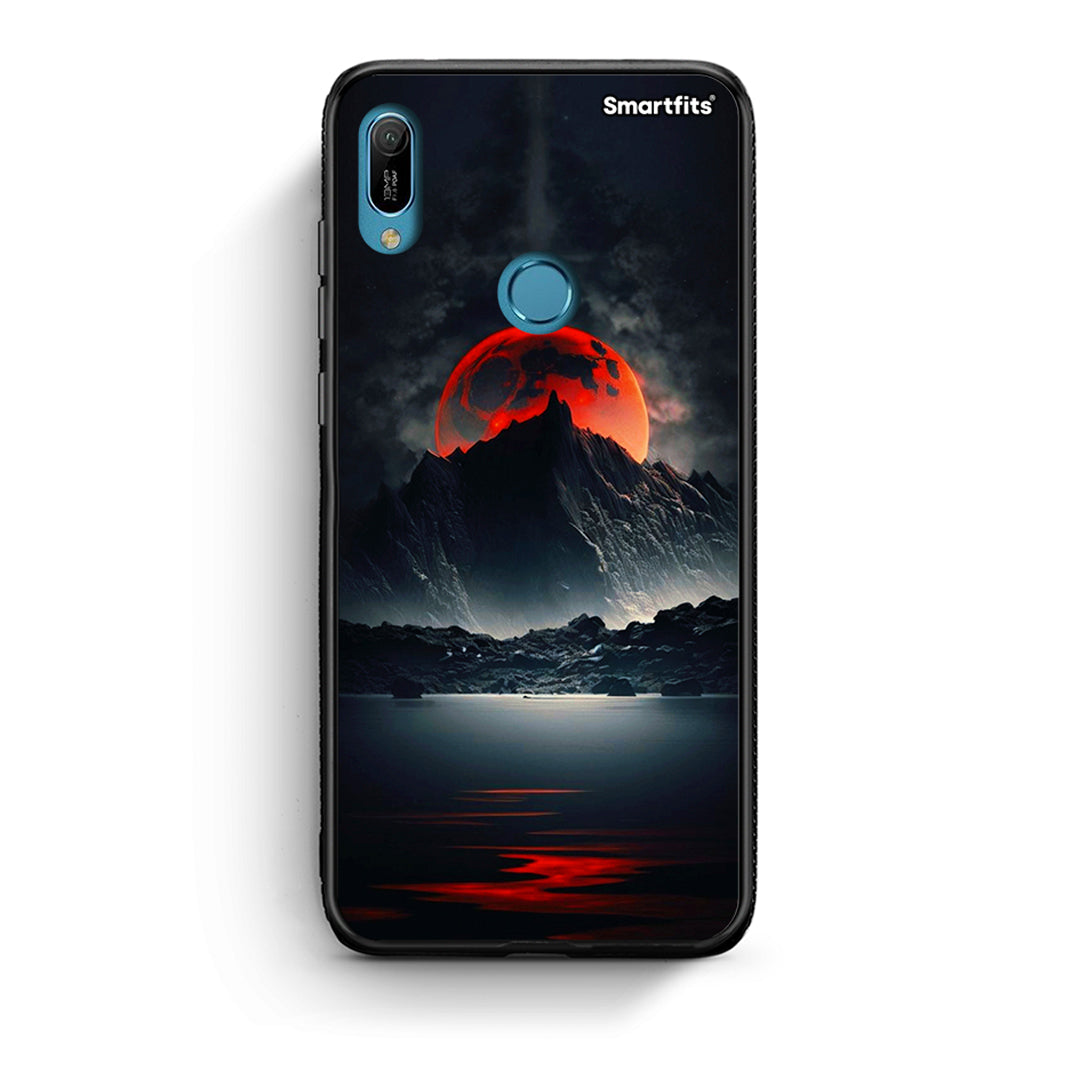 Huawei Y6 2019 Red Full Moon θήκη από τη Smartfits με σχέδιο στο πίσω μέρος και μαύρο περίβλημα | Smartphone case with colorful back and black bezels by Smartfits