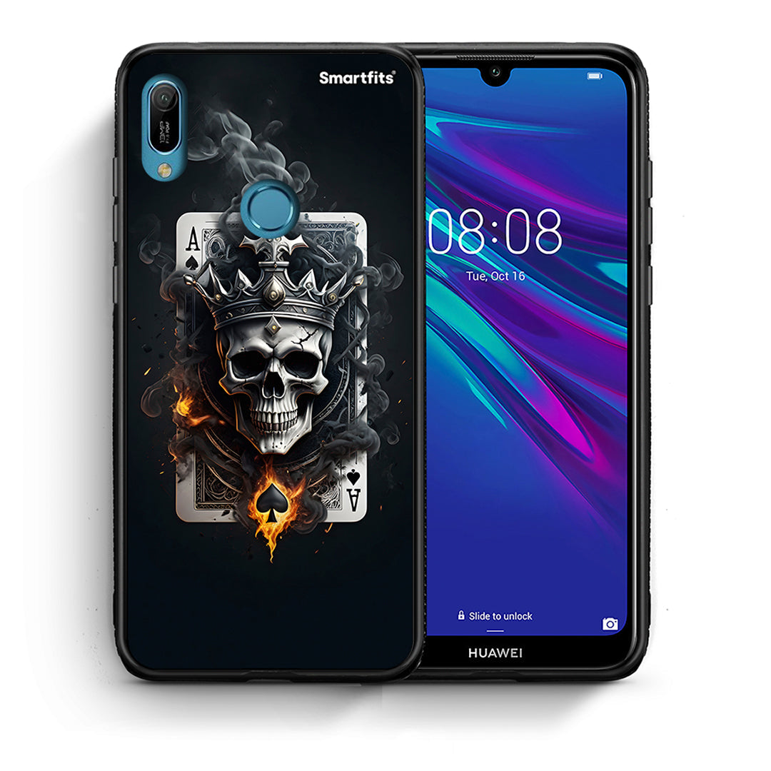 Θήκη Huawei Y6 2019 Skull King Ace από τη Smartfits με σχέδιο στο πίσω μέρος και μαύρο περίβλημα | Huawei Y6 2019 Skull King Ace case with colorful back and black bezels