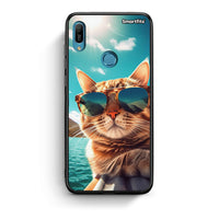 Thumbnail for Huawei Y6 2019 Summer Cat θήκη από τη Smartfits με σχέδιο στο πίσω μέρος και μαύρο περίβλημα | Smartphone case with colorful back and black bezels by Smartfits
