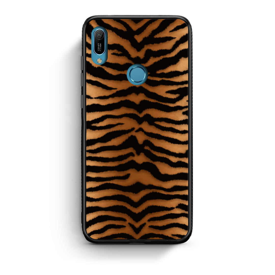 Θήκη Huawei Y6 2019 Tiger Print Orange and Black από τη Smartfits με σχέδιο στο πίσω μέρος και μαύρο περίβλημα | Huawei Y6 2019 Tiger Print Orange and Black case with colorful back and black bezels