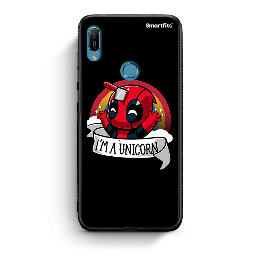 Huawei Y6 2019 Unicorn Deadpool θήκη από τη Smartfits με σχέδιο στο πίσω μέρος και μαύρο περίβλημα | Smartphone case with colorful back and black bezels by Smartfits