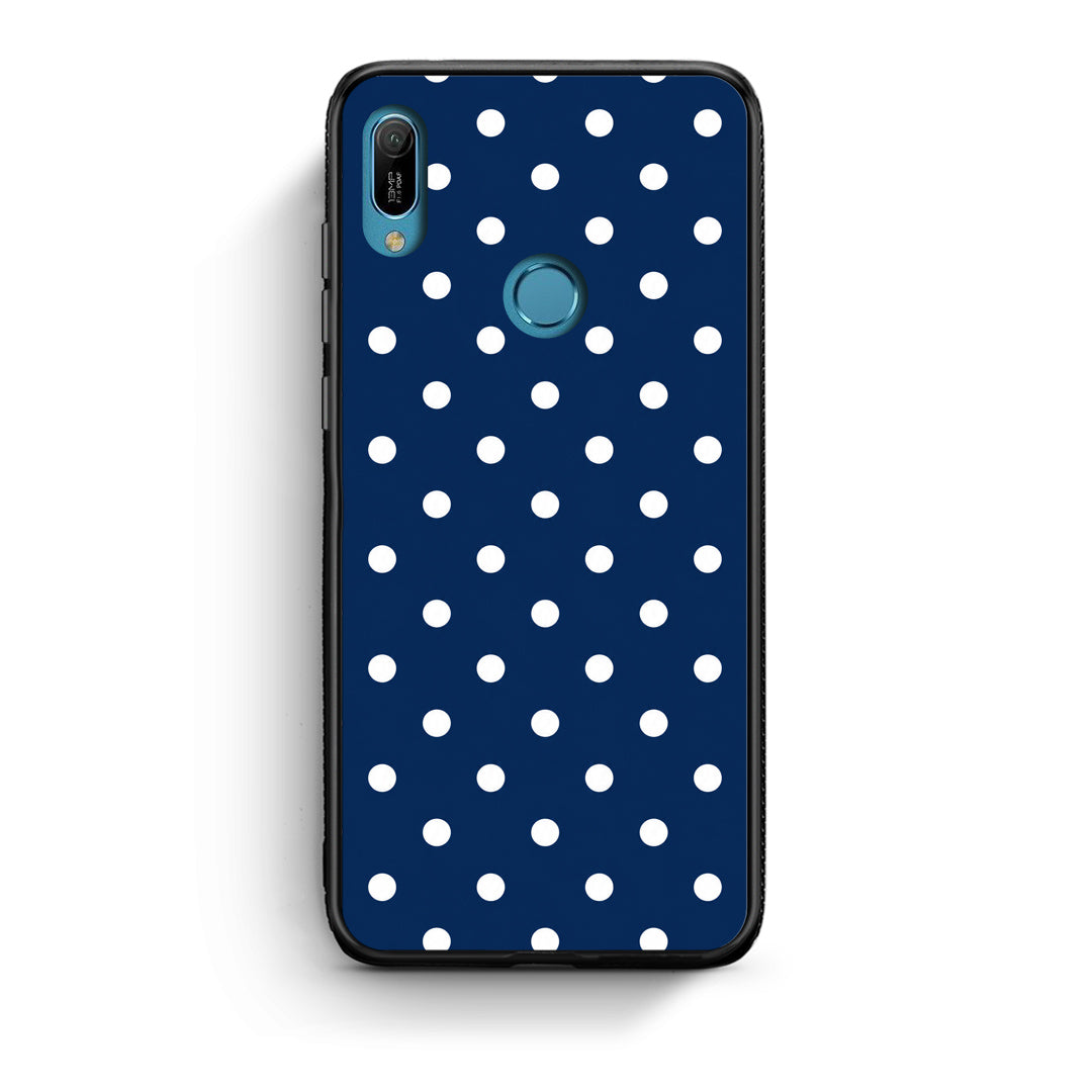 Θήκη Huawei Y6 2019 White Small Polka Dots on Navy από τη Smartfits με σχέδιο στο πίσω μέρος και μαύρο περίβλημα | Huawei Y6 2019 White Small Polka Dots on Navy case with colorful back and black bezels