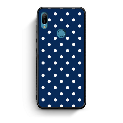Θήκη Huawei Y6 2019 White Small Polka Dots on Navy από τη Smartfits με σχέδιο στο πίσω μέρος και μαύρο περίβλημα | Huawei Y6 2019 White Small Polka Dots on Navy case with colorful back and black bezels