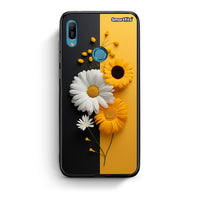 Thumbnail for Huawei Y6 2019 Yellow Daisies θήκη από τη Smartfits με σχέδιο στο πίσω μέρος και μαύρο περίβλημα | Smartphone case with colorful back and black bezels by Smartfits