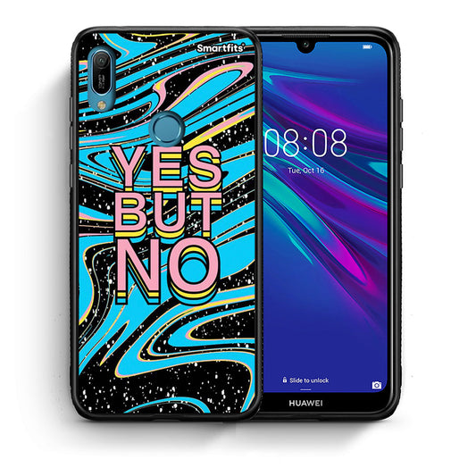 Θήκη Huawei Y6 2019 Yes But No από τη Smartfits με σχέδιο στο πίσω μέρος και μαύρο περίβλημα | Huawei Y6 2019 Yes But No case with colorful back and black bezels