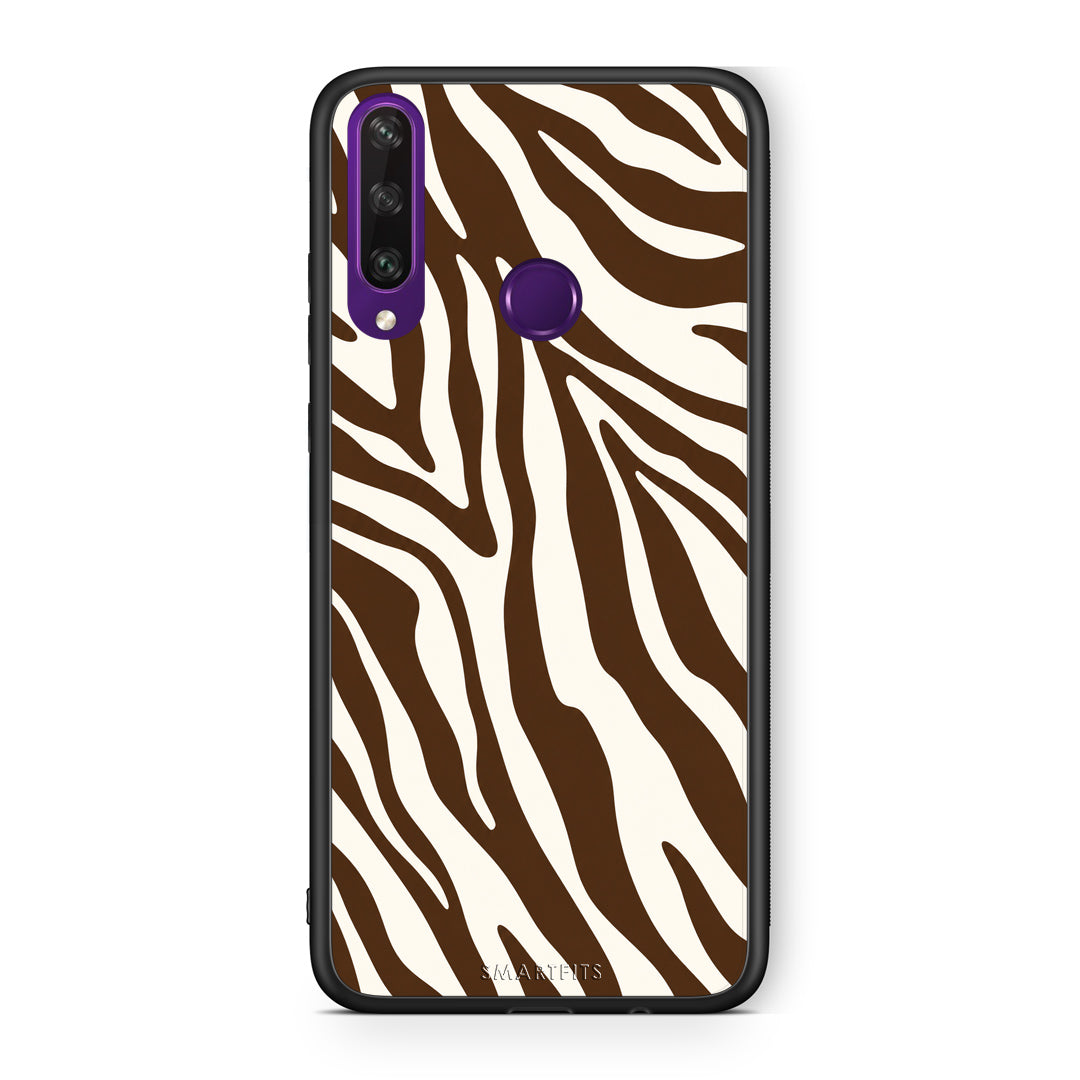 Θήκη Huawei Y6p Brown and Cream Zebra Stripes από τη Smartfits με σχέδιο στο πίσω μέρος και μαύρο περίβλημα | Huawei Y6p Brown and Cream Zebra Stripes case with colorful back and black bezels