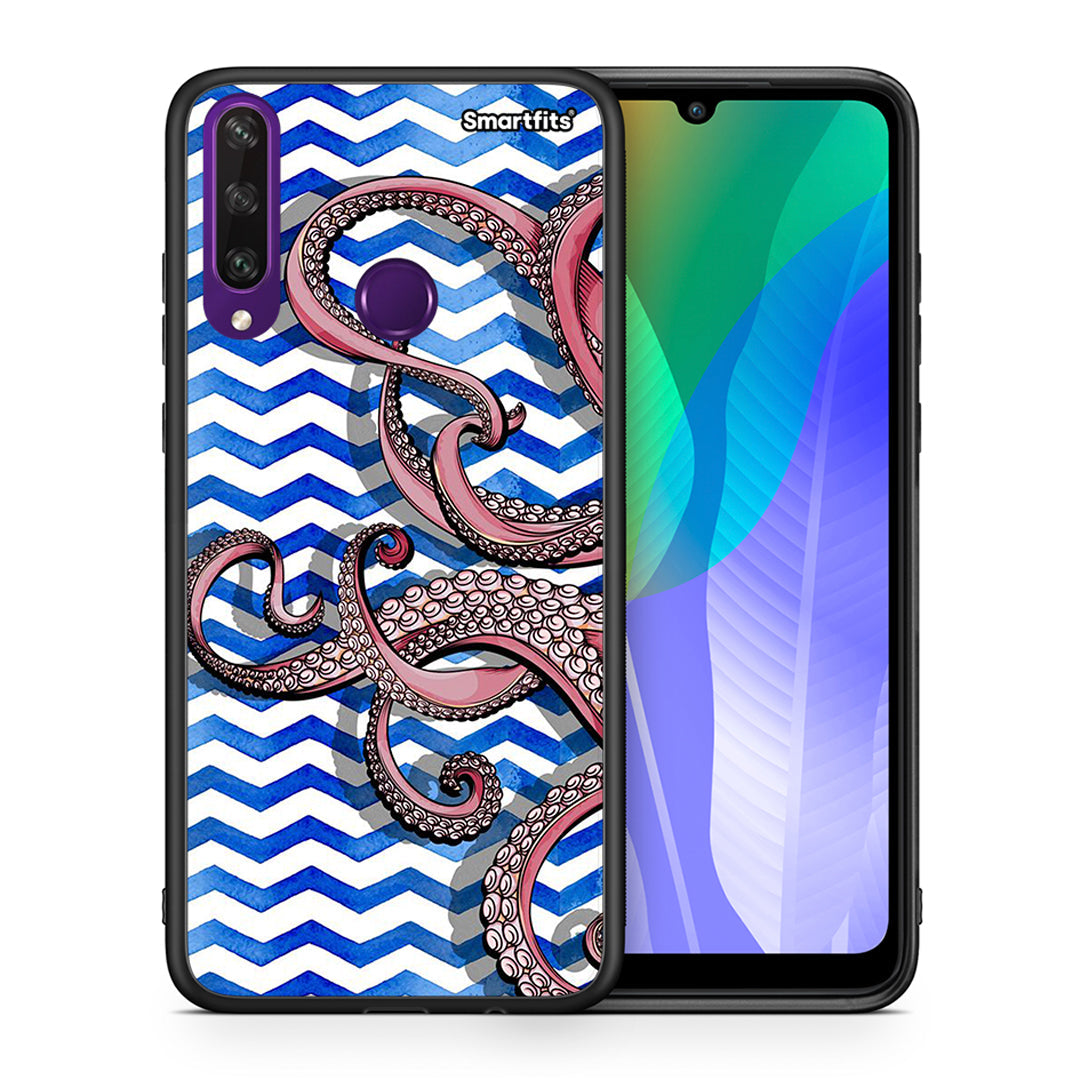 Θήκη Huawei Y6p Chevron Devilfish από τη Smartfits με σχέδιο στο πίσω μέρος και μαύρο περίβλημα | Huawei Y6p Chevron Devilfish case with colorful back and black bezels