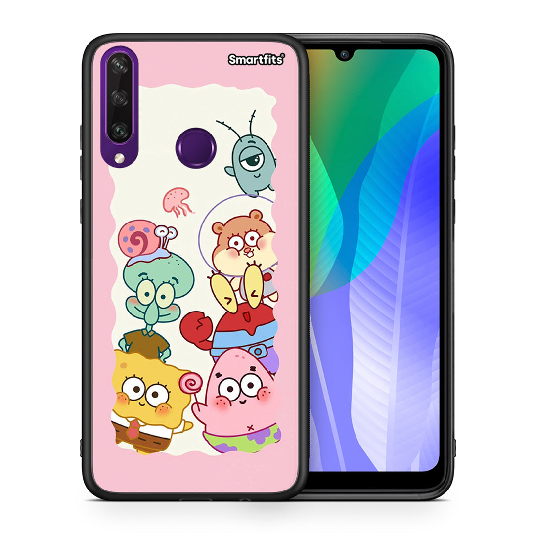 Θήκη Huawei Y6p Cute Companion από τη Smartfits με σχέδιο στο πίσω μέρος και μαύρο περίβλημα | Huawei Y6p Cute Companion case with colorful back and black bezels