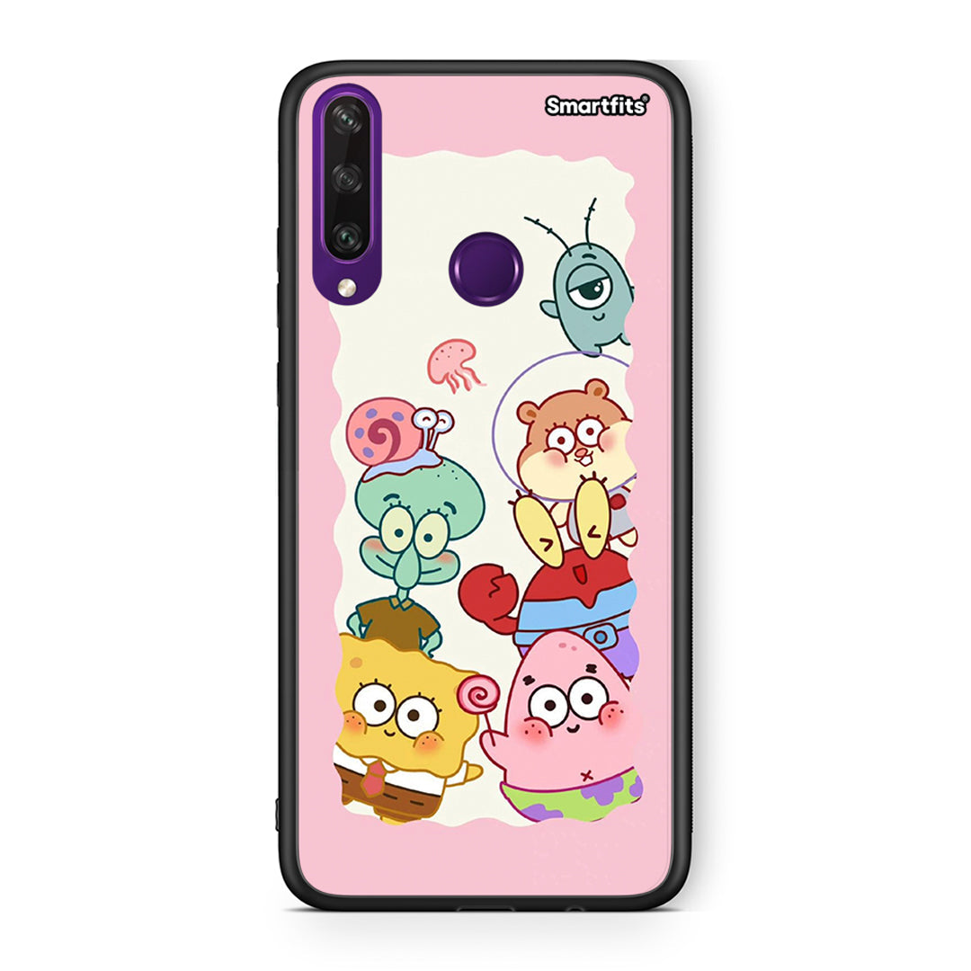 Huawei Y6p Cute Companion θήκη από τη Smartfits με σχέδιο στο πίσω μέρος και μαύρο περίβλημα | Smartphone case with colorful back and black bezels by Smartfits