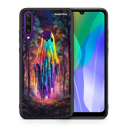 Θήκη Huawei Y6p Halloween Ghost από τη Smartfits με σχέδιο στο πίσω μέρος και μαύρο περίβλημα | Huawei Y6p Halloween Ghost case with colorful back and black bezels