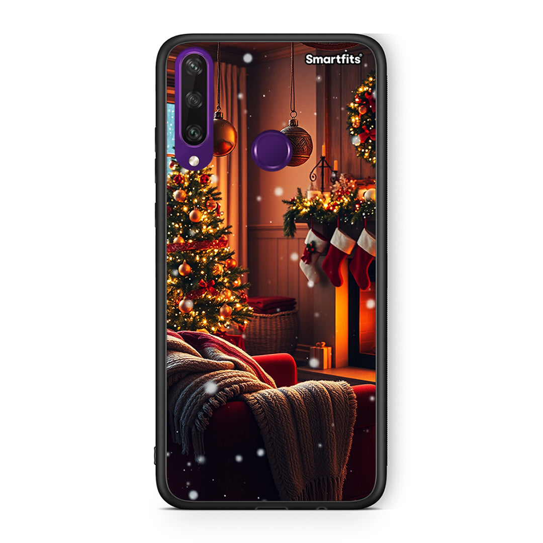 Huawei Y6p Home For Christmas θήκη από τη Smartfits με σχέδιο στο πίσω μέρος και μαύρο περίβλημα | Smartphone case with colorful back and black bezels by Smartfits