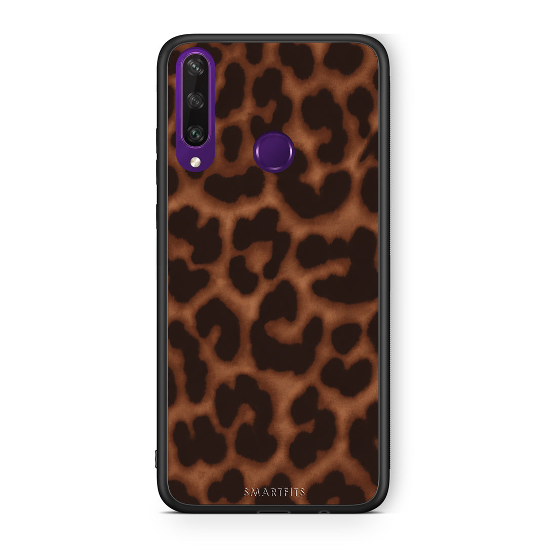 Θήκη Huawei Y6p Leopard Print Dark Brown από τη Smartfits με σχέδιο στο πίσω μέρος και μαύρο περίβλημα | Huawei Y6p Leopard Print Dark Brown case with colorful back and black bezels