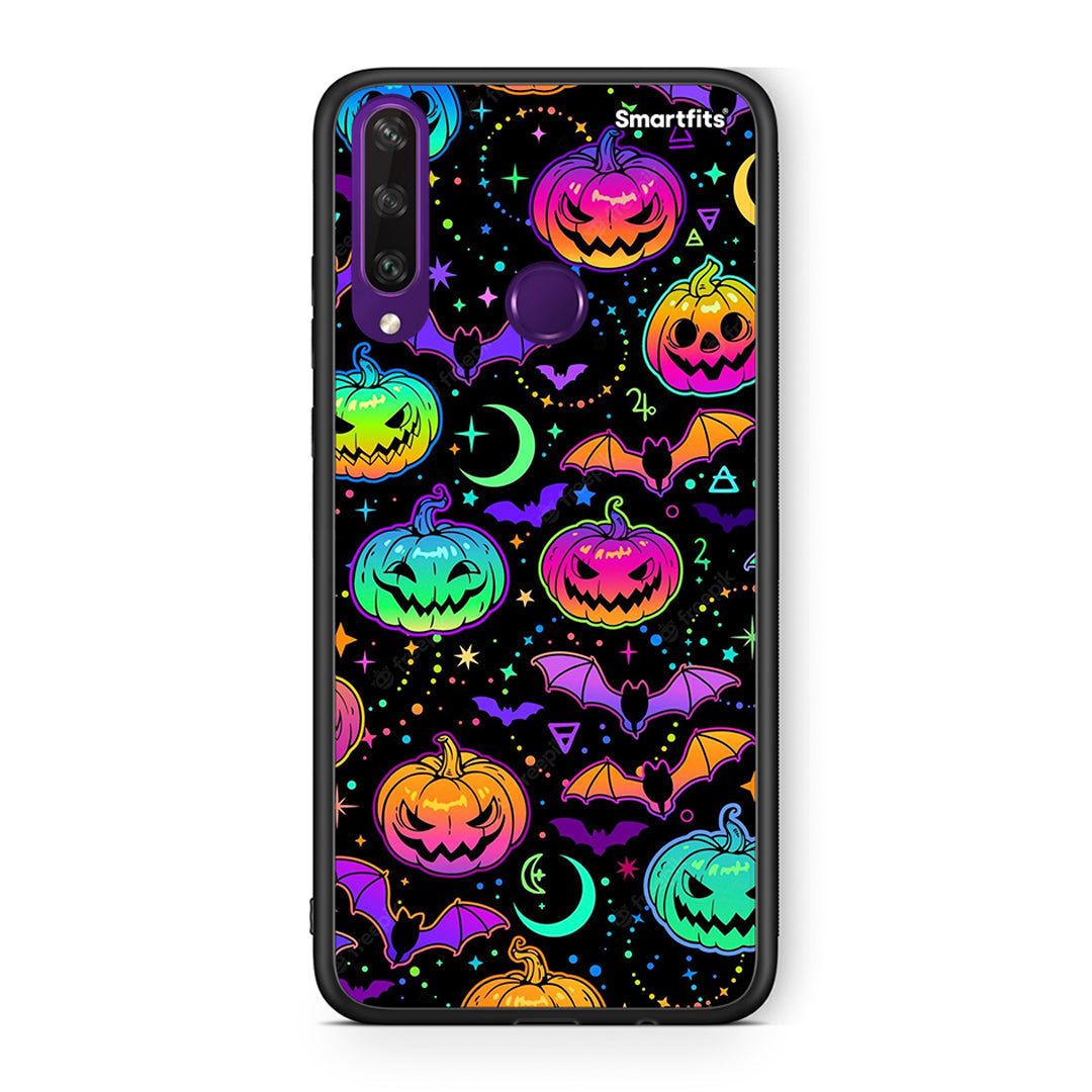 Huawei Y6p Neon Halloween θήκη από τη Smartfits με σχέδιο στο πίσω μέρος και μαύρο περίβλημα | Smartphone case with colorful back and black bezels by Smartfits