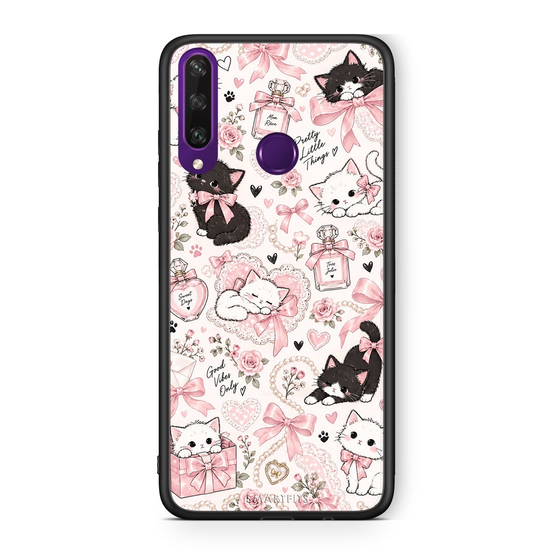 Θήκη Huawei Y6p Pink Bows and Kittens Collage από τη Smartfits με σχέδιο στο πίσω μέρος και μαύρο περίβλημα | Huawei Y6p Pink Bows and Kittens Collage case with colorful back and black bezels