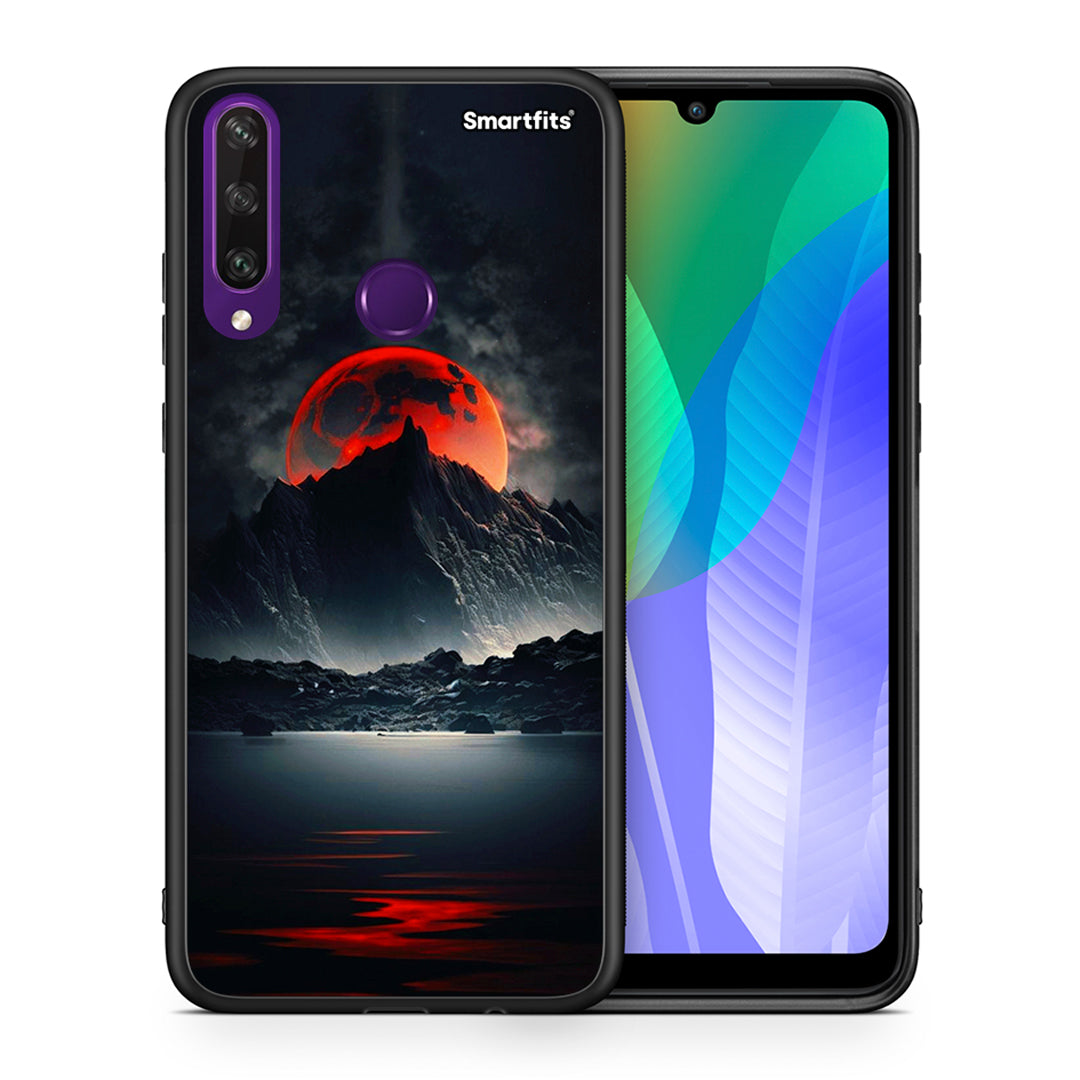 Θήκη Huawei Y6p Red Full Moon από τη Smartfits με σχέδιο στο πίσω μέρος και μαύρο περίβλημα | Huawei Y6p Red Full Moon case with colorful back and black bezels