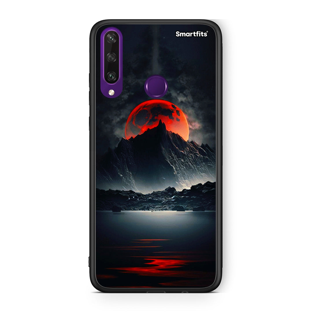 Huawei Y6p Red Full Moon θήκη από τη Smartfits με σχέδιο στο πίσω μέρος και μαύρο περίβλημα | Smartphone case with colorful back and black bezels by Smartfits