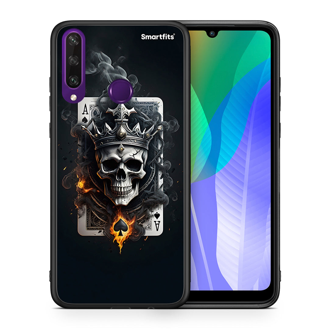 Θήκη Huawei Y6p Skull King Ace από τη Smartfits με σχέδιο στο πίσω μέρος και μαύρο περίβλημα | Huawei Y6p Skull King Ace case with colorful back and black bezels