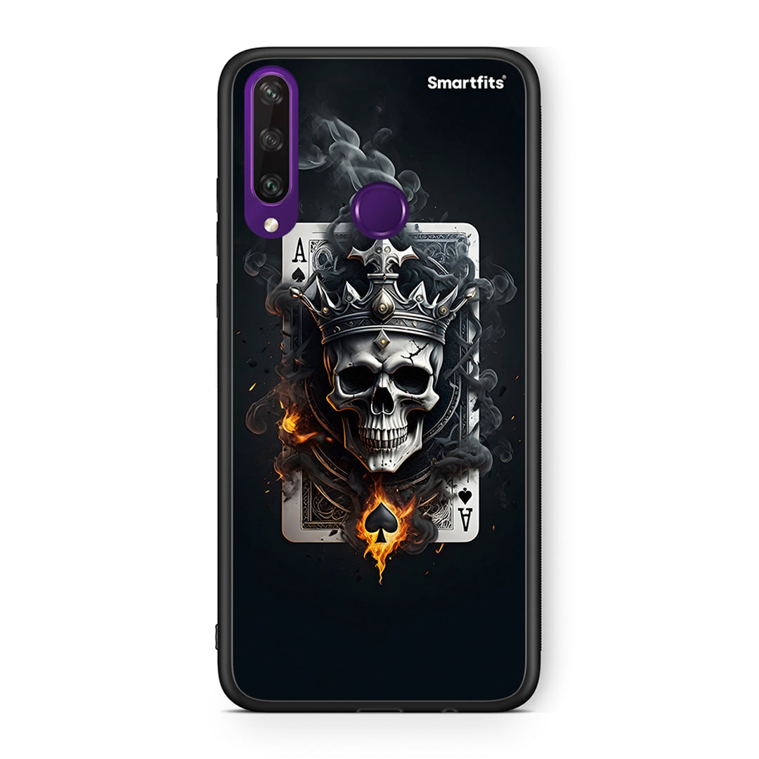 Huawei Y6p Skull King Ace θήκη από τη Smartfits με σχέδιο στο πίσω μέρος και μαύρο περίβλημα | Smartphone case with colorful back and black bezels by Smartfits