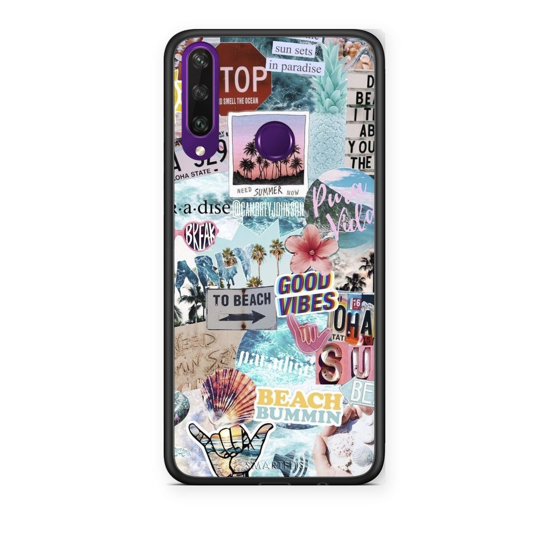Θήκη Huawei Y6p Summer Vibes από τη Smartfits με σχέδιο στο πίσω μέρος και μαύρο περίβλημα | Huawei Y6p Summer Vibes case with colorful back and black bezels