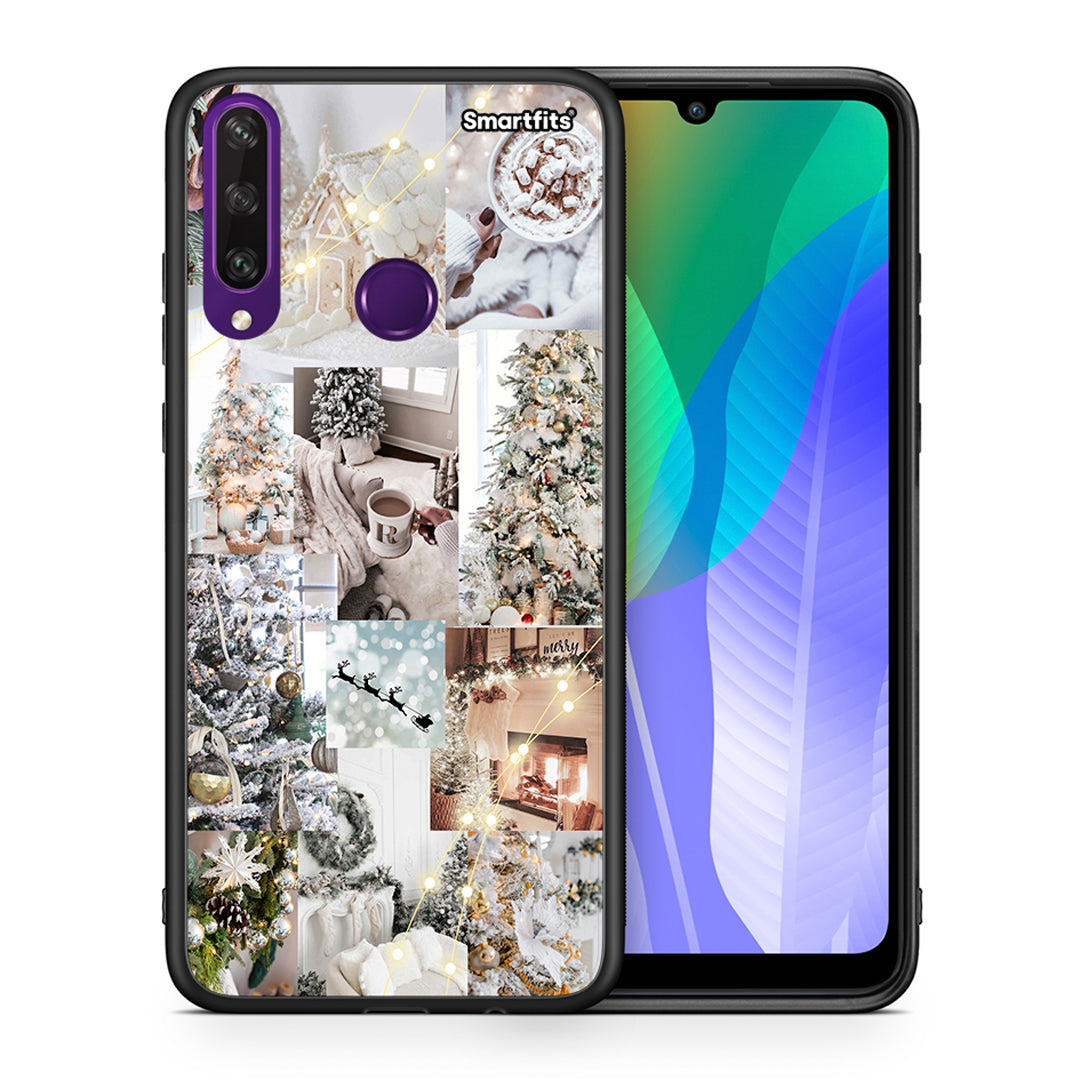 Θήκη Huawei Y6p White Christmas από τη Smartfits με σχέδιο στο πίσω μέρος και μαύρο περίβλημα | Huawei Y6p White Christmas case with colorful back and black bezels