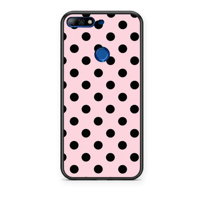 Θήκη Huawei Y7 2018 / Prime Y7 2018 / Honor 7C Black Polka Dots on Pink από τη Smartfits με σχέδιο στο πίσω μέρος και μαύρο περίβλημα | Huawei Y7 2018 / Prime Y7 2018 / Honor 7C Black Polka Dots on Pink case with colorful back and black bezels