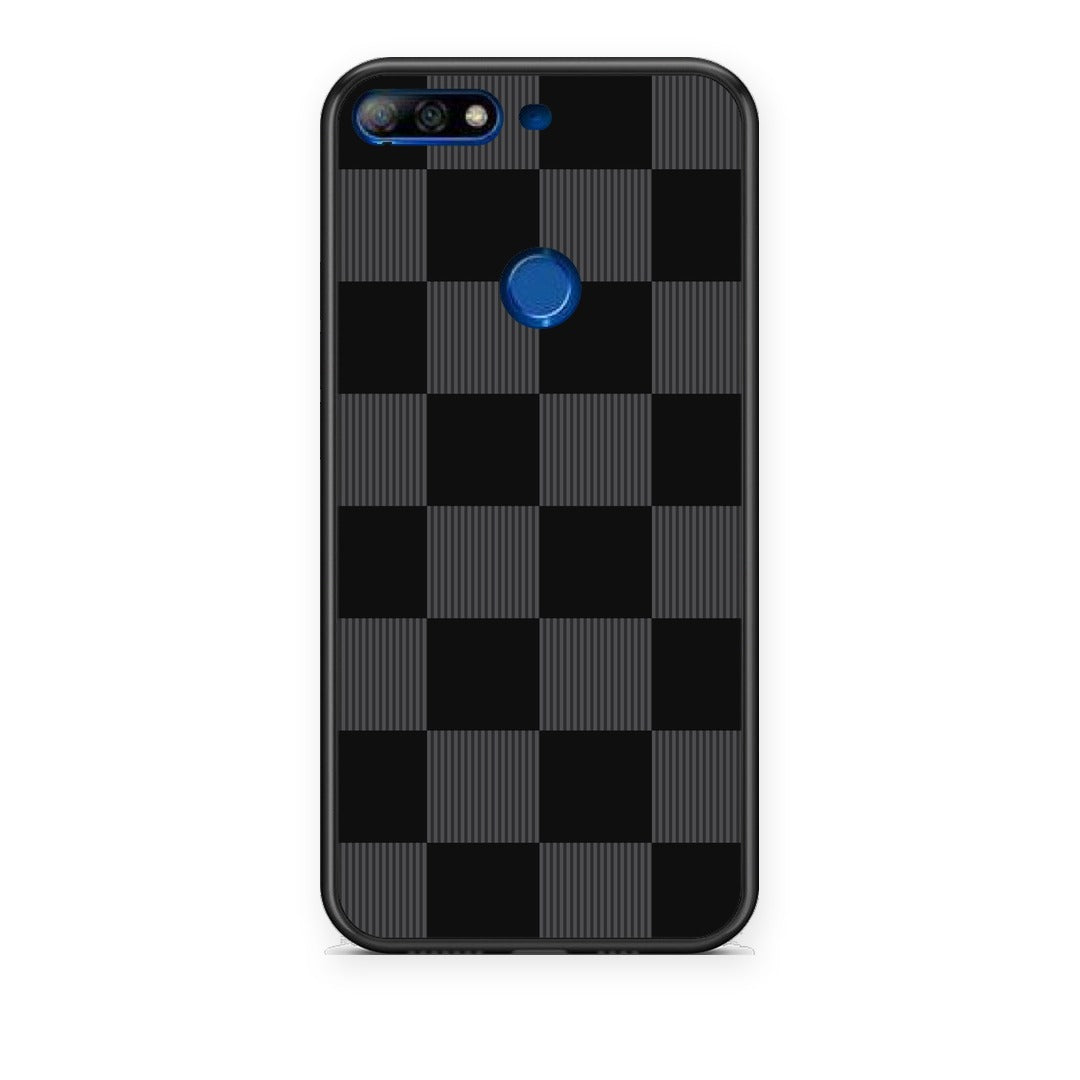 Θήκη Huawei Y7 2018 / Prime Y7 2018 / Honor 7C Black and Charcoal Striped Checks από τη Smartfits με σχέδιο στο πίσω μέρος και μαύρο περίβλημα | Huawei Y7 2018 / Prime Y7 2018 / Honor 7C Black and Charcoal Striped Checks case with colorful back and black bezels
