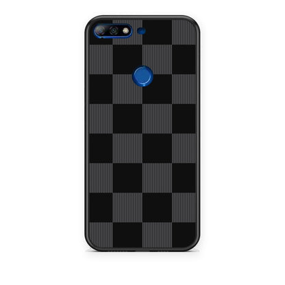 Θήκη Huawei Y7 2018 / Prime Y7 2018 / Honor 7C Black and Charcoal Striped Checks από τη Smartfits με σχέδιο στο πίσω μέρος και μαύρο περίβλημα | Huawei Y7 2018 / Prime Y7 2018 / Honor 7C Black and Charcoal Striped Checks case with colorful back and black bezels