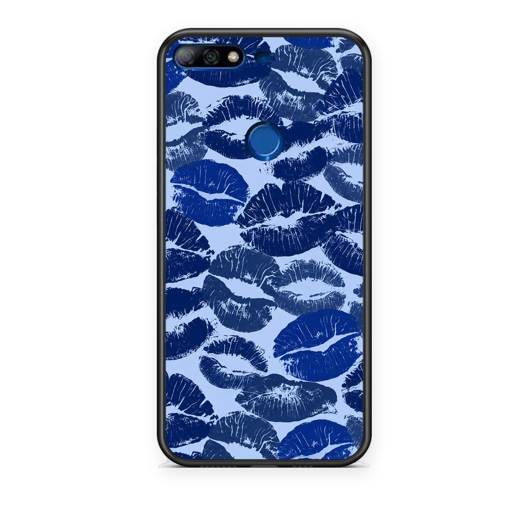 Θήκη Huawei Y7 2018 / Prime Y7 2018 / Honor 7C Blue Lipstick Kisses από τη Smartfits με σχέδιο στο πίσω μέρος και μαύρο περίβλημα | Huawei Y7 2018 / Prime Y7 2018 / Honor 7C Blue Lipstick Kisses case with colorful back and black bezels