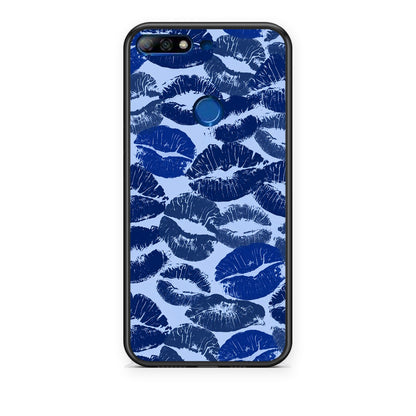 Θήκη Huawei Y7 2018 / Prime Y7 2018 / Honor 7C Blue Lipstick Kisses από τη Smartfits με σχέδιο στο πίσω μέρος και μαύρο περίβλημα | Huawei Y7 2018 / Prime Y7 2018 / Honor 7C Blue Lipstick Kisses case with colorful back and black bezels