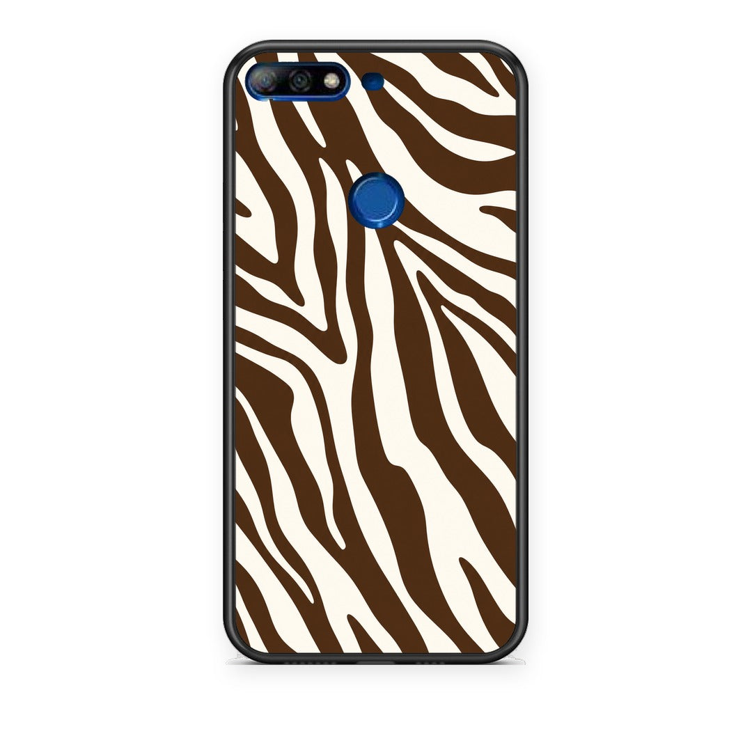 Θήκη Huawei Y7 2018 / Prime Y7 2018 / Honor 7C Brown and Cream Zebra Stripes από τη Smartfits με σχέδιο στο πίσω μέρος και μαύρο περίβλημα | Huawei Y7 2018 / Prime Y7 2018 / Honor 7C Brown and Cream Zebra Stripes case with colorful back and black bezels