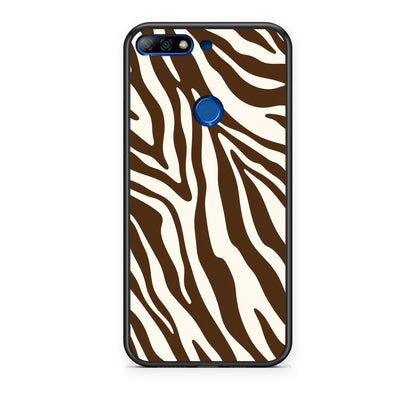 Θήκη Huawei Y7 2018 / Prime Y7 2018 / Honor 7C Brown and Cream Zebra Stripes από τη Smartfits με σχέδιο στο πίσω μέρος και μαύρο περίβλημα | Huawei Y7 2018 / Prime Y7 2018 / Honor 7C Brown and Cream Zebra Stripes case with colorful back and black bezels