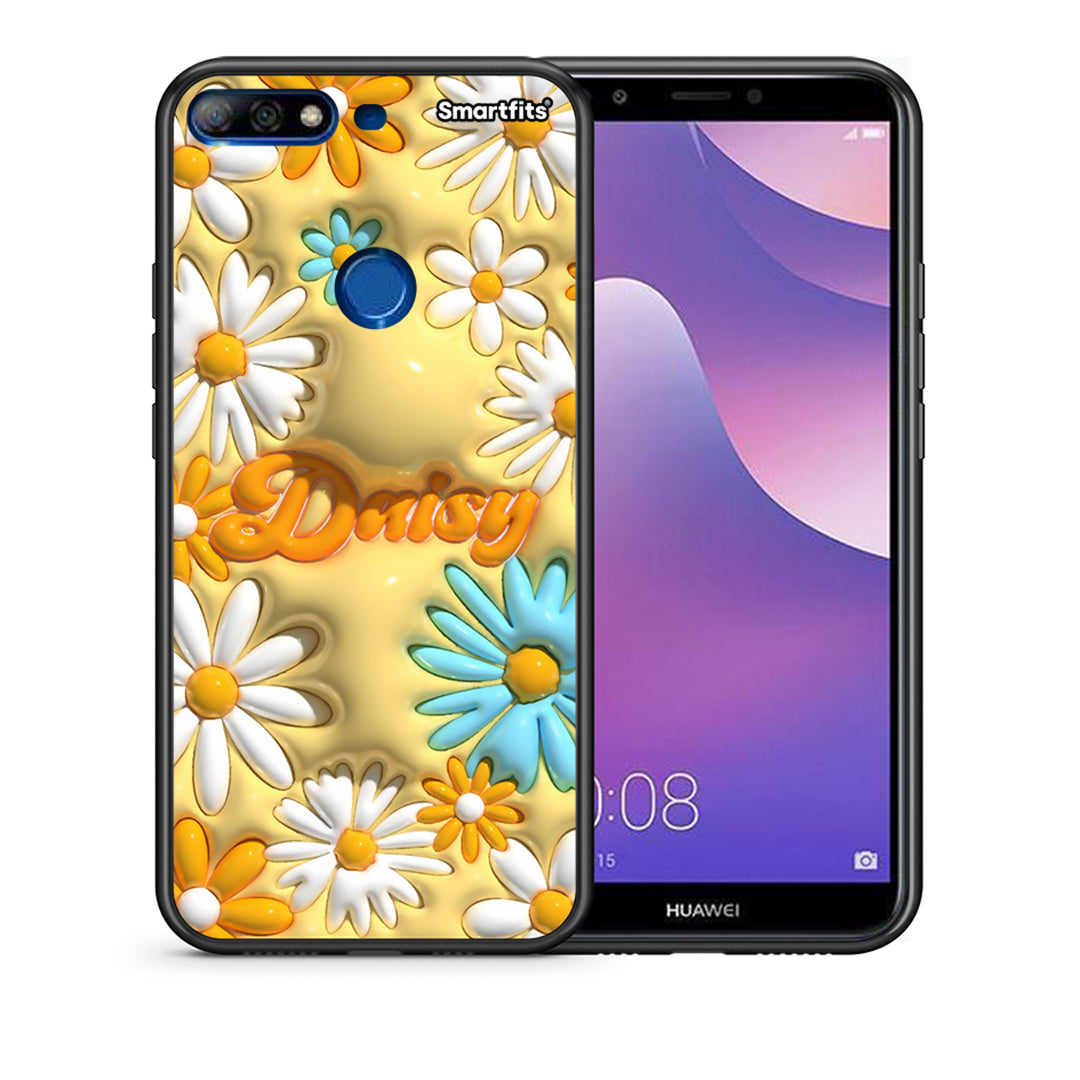 Θήκη Huawei Y7 2018 Bubble Daisies από τη Smartfits με σχέδιο στο πίσω μέρος και μαύρο περίβλημα | Huawei Y7 2018 Bubble Daisies case with colorful back and black bezels