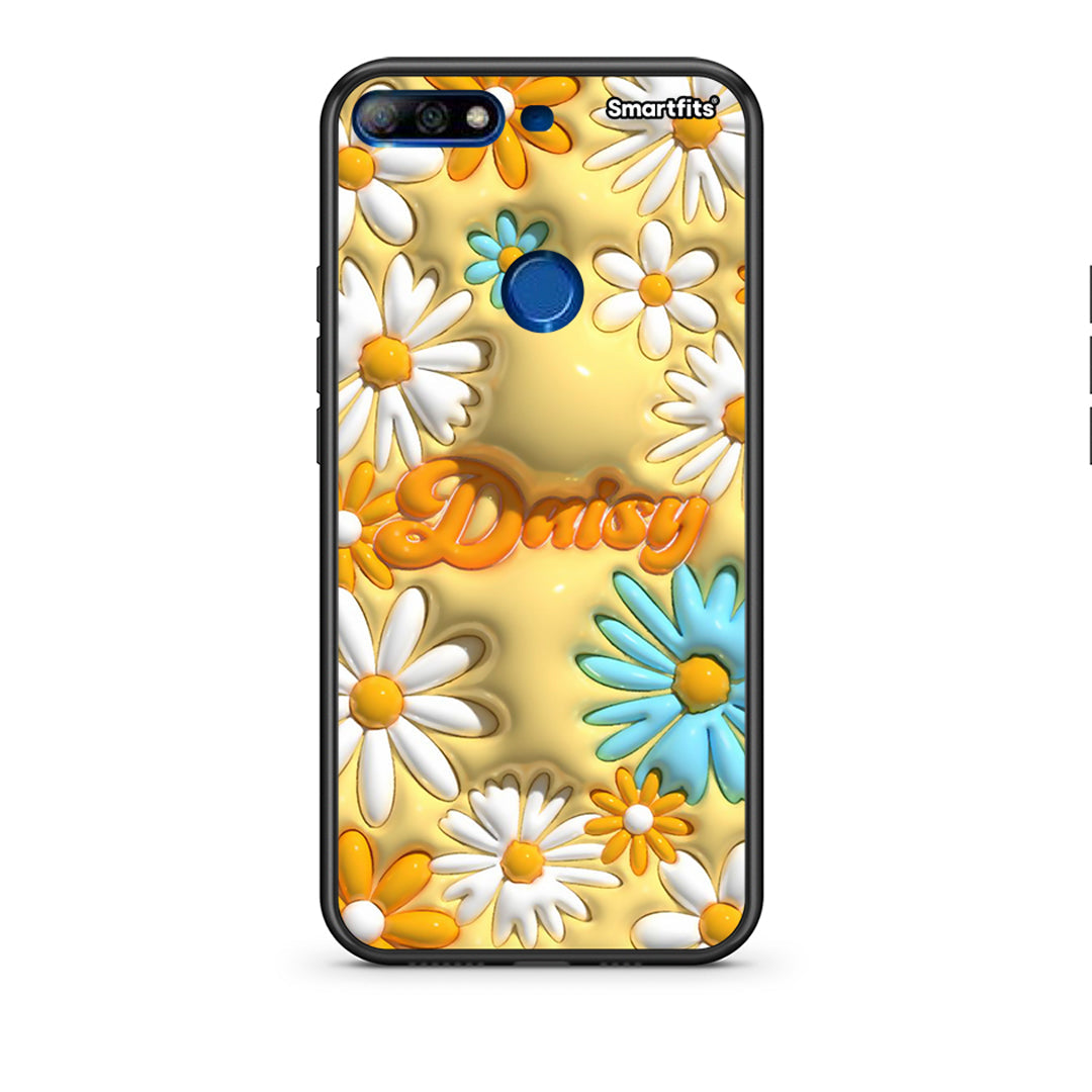 Huawei Y7 2018 Bubble Daisies θήκη από τη Smartfits με σχέδιο στο πίσω μέρος και μαύρο περίβλημα | Smartphone case with colorful back and black bezels by Smartfits