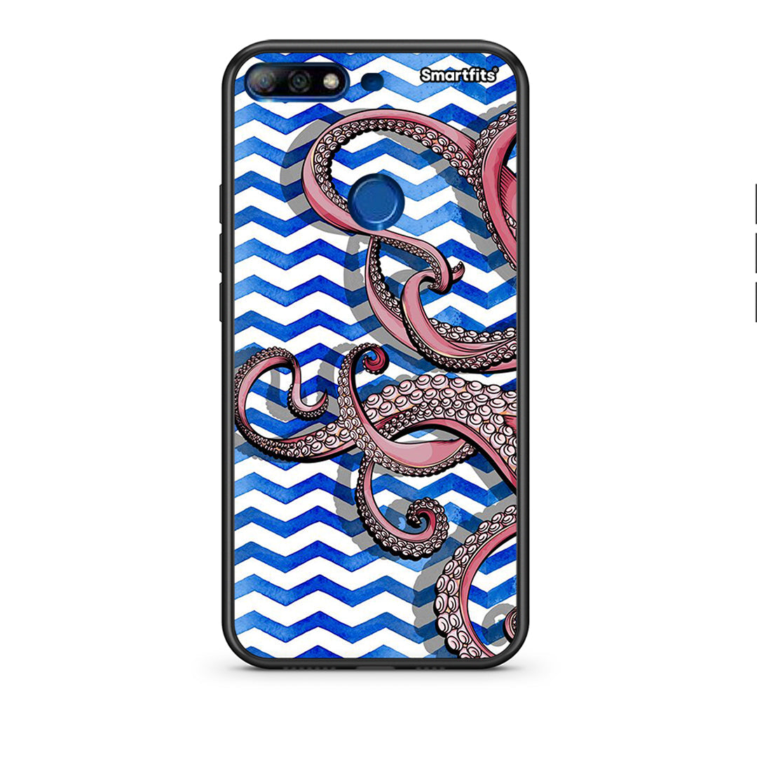 Huawei Y7 2018 Chevron Devilfish θήκη από τη Smartfits με σχέδιο στο πίσω μέρος και μαύρο περίβλημα | Smartphone case with colorful back and black bezels by Smartfits