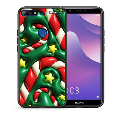 Θήκη Huawei Y7 2018 Christmas Bubbles από τη Smartfits με σχέδιο στο πίσω μέρος και μαύρο περίβλημα | Huawei Y7 2018 Christmas Bubbles case with colorful back and black bezels