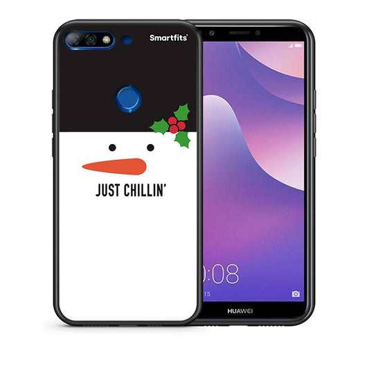 Θήκη Huawei Y7 2018 Christmas Chillin από τη Smartfits με σχέδιο στο πίσω μέρος και μαύρο περίβλημα | Huawei Y7 2018 Christmas Chillin case with colorful back and black bezels