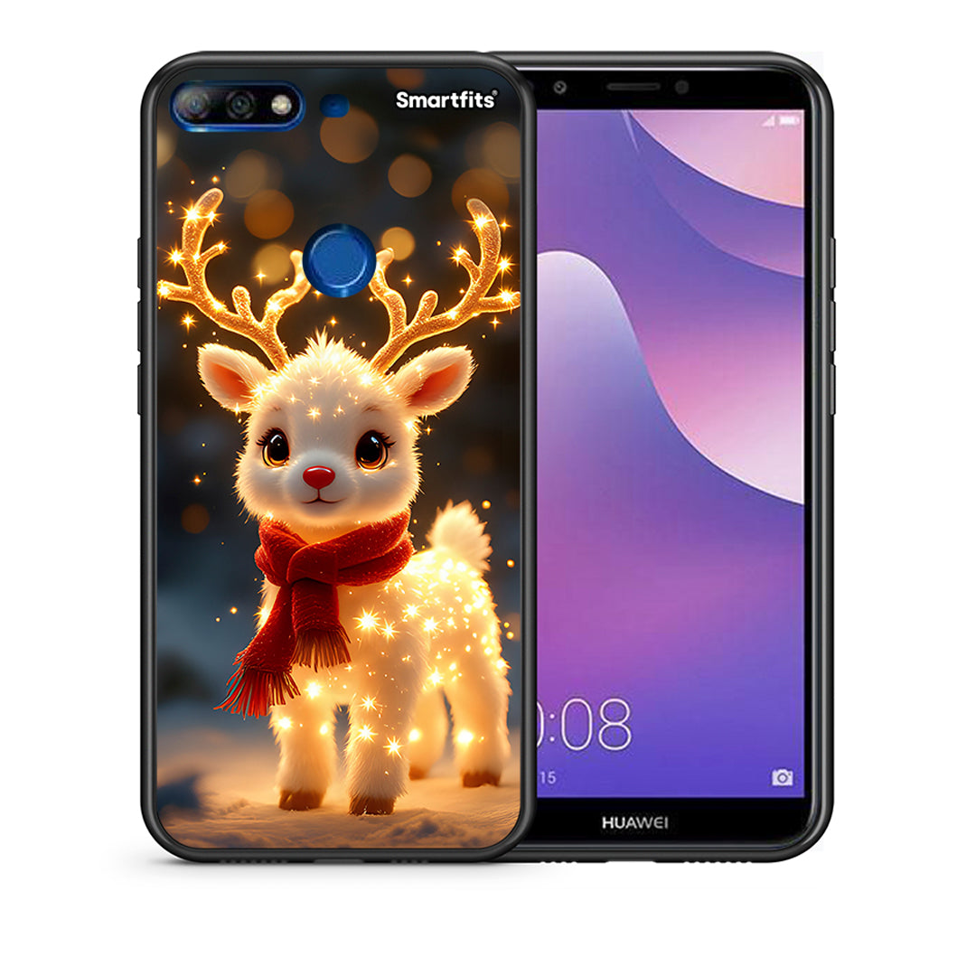 Θήκη Huawei Y7 2018 Christmas Cutie από τη Smartfits με σχέδιο στο πίσω μέρος και μαύρο περίβλημα | Huawei Y7 2018 Christmas Cutie case with colorful back and black bezels