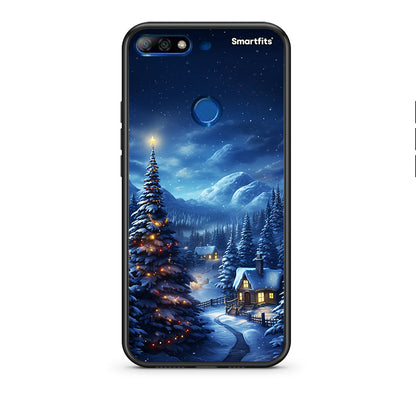 Huawei Y7 2018 Christmas Scenery θήκη από τη Smartfits με σχέδιο στο πίσω μέρος και μαύρο περίβλημα | Smartphone case with colorful back and black bezels by Smartfits