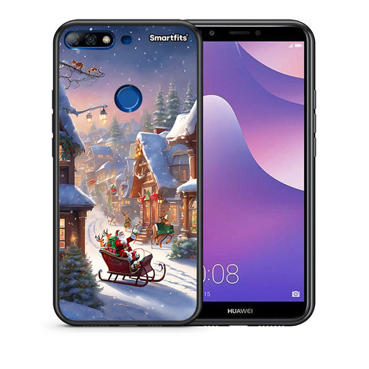 Θήκη Huawei Y7 2018 Christmas Snow από τη Smartfits με σχέδιο στο πίσω μέρος και μαύρο περίβλημα | Huawei Y7 2018 Christmas Snow case with colorful back and black bezels