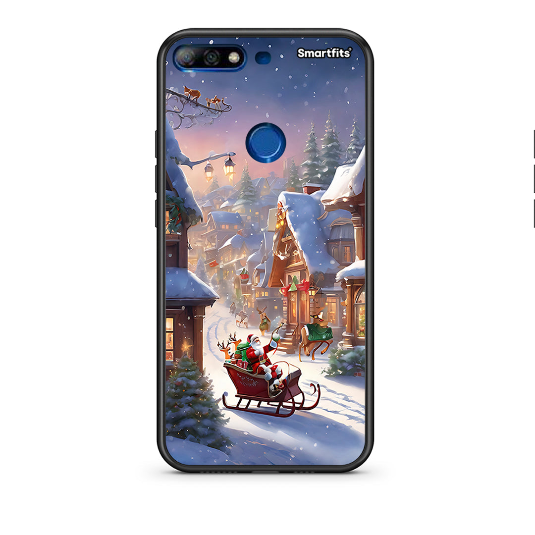 Huawei Y7 2018 Christmas Snow θήκη από τη Smartfits με σχέδιο στο πίσω μέρος και μαύρο περίβλημα | Smartphone case with colorful back and black bezels by Smartfits