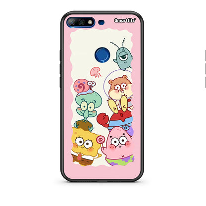 Huawei Y7 2018 Cute Companion θήκη από τη Smartfits με σχέδιο στο πίσω μέρος και μαύρο περίβλημα | Smartphone case with colorful back and black bezels by Smartfits