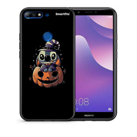 Θήκη Huawei Y7 2018 Halloween Stitch από τη Smartfits με σχέδιο στο πίσω μέρος και μαύρο περίβλημα | Huawei Y7 2018 Halloween Stitch case with colorful back and black bezels