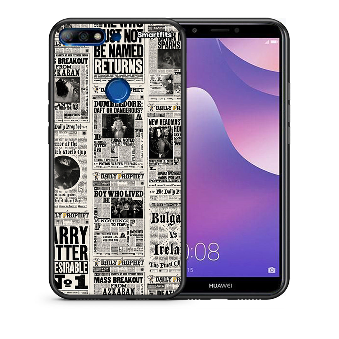 Θήκη Huawei Y7 2018 Harry Paper από τη Smartfits με σχέδιο στο πίσω μέρος και μαύρο περίβλημα | Huawei Y7 2018 Harry Paper case with colorful back and black bezels