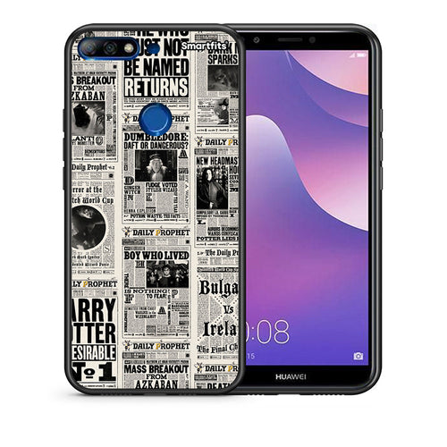 Θήκη Huawei Y7 2018 Harry Paper από τη Smartfits με σχέδιο στο πίσω μέρος και μαύρο περίβλημα | Huawei Y7 2018 Harry Paper case with colorful back and black bezels